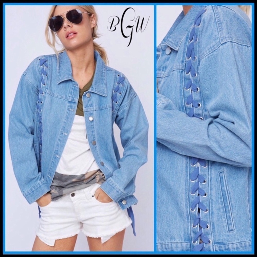 Boutique with Grace Crisscross Denim Jacket NWOT - Picture 12 of 12